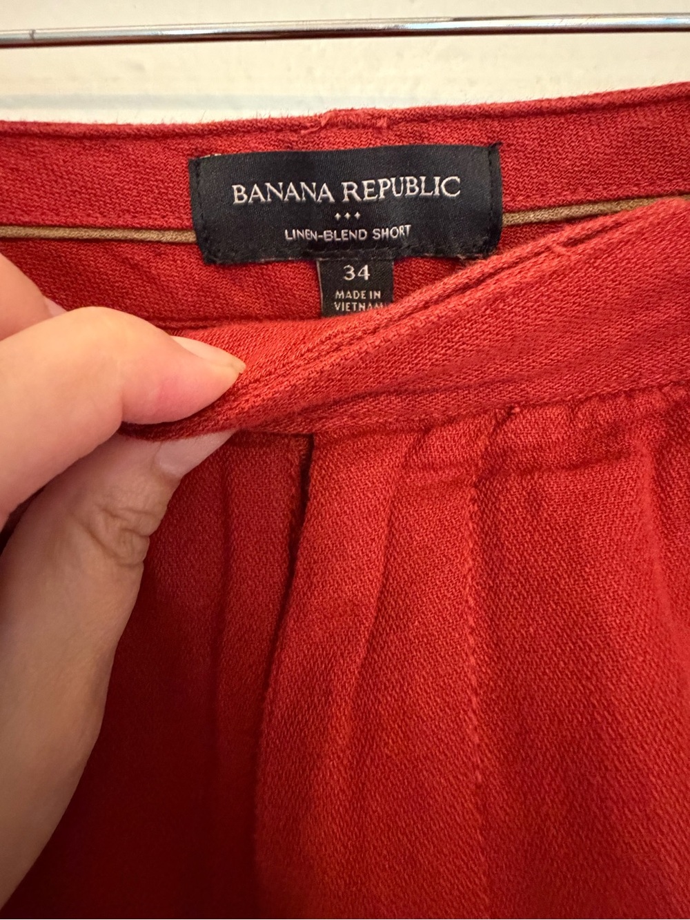 J. Crew Red linen and cotton Flat-Front Men's Shorts size 34 red - Picture 2 of 4